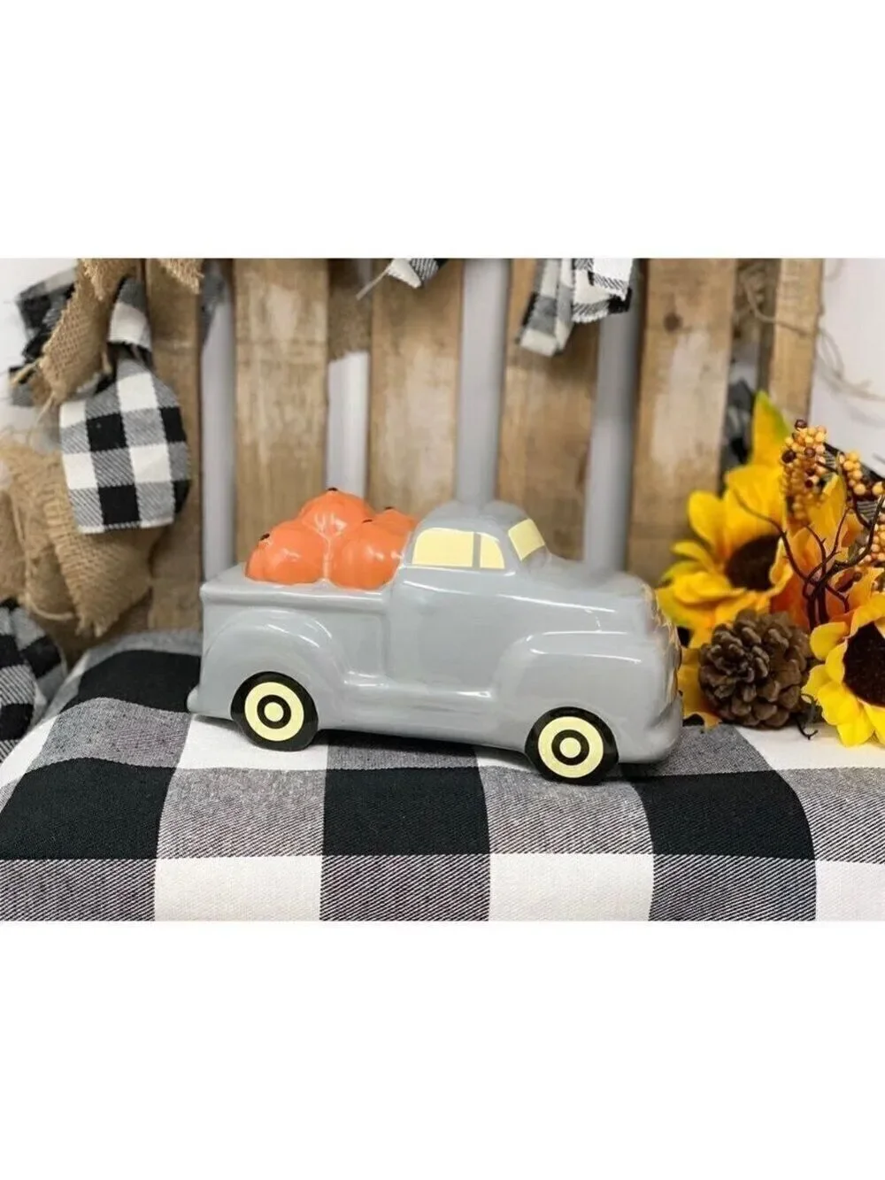 Farmhouse Pumpkin Hauling Truck Vintage Style Rustic Fall Holiday Decor Autumn